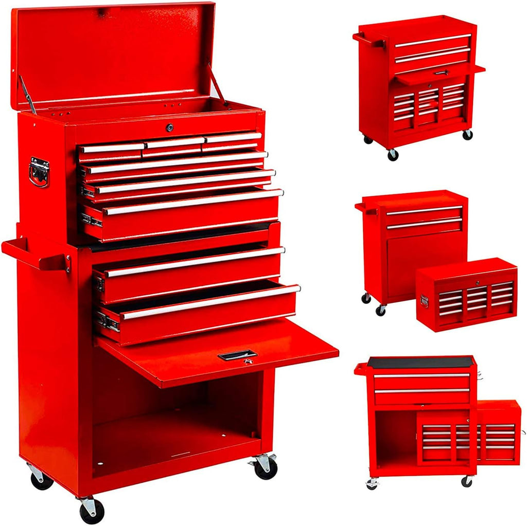 8 Drawer Rolling Tool Chest Tool Storage Cabinet with Lockable Drawer E564036