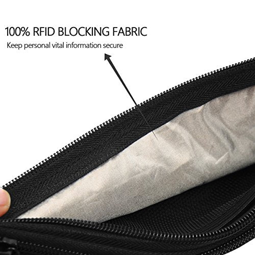 Slim RFID Blocking Hidden Wallet Travel Pouch with Adjustable Strap D6450