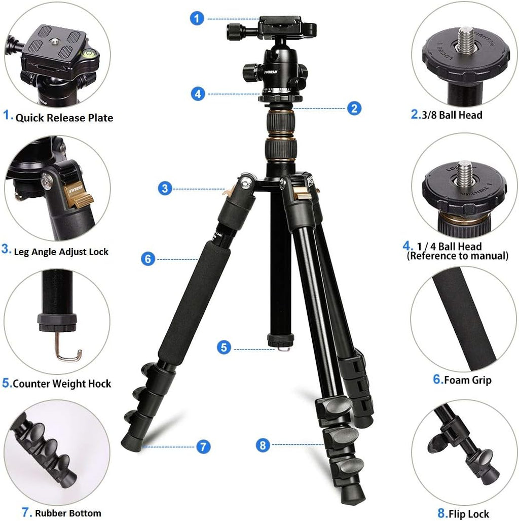 58" Aluminum Travel Tripod with Ball Head N883