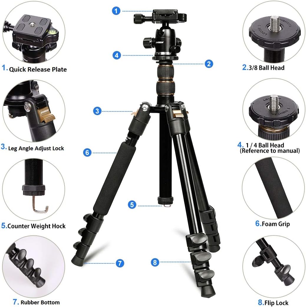 58" Aluminum Travel Tripod with Ball Head N883