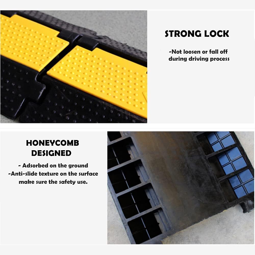 36x20x2” 5 Channel Rubber Cable Protector with Yellow Flip-Open Top Cover I252279