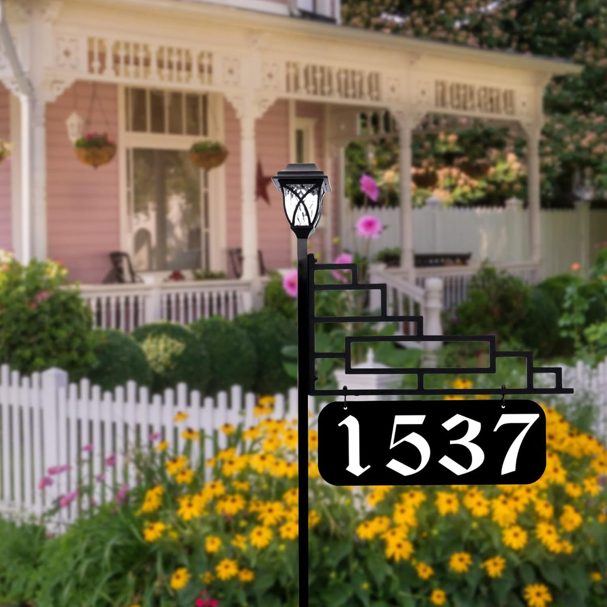 Reflective Address Sign with Solar Light (47 Pole) N3529