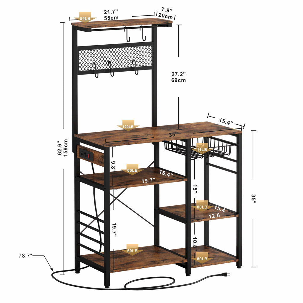 Kitchen Bakers Rack with Power Outlet U636061