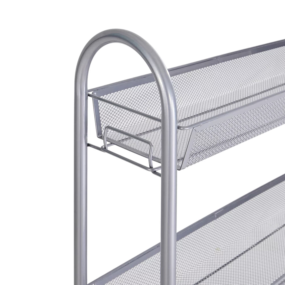 4 Tier Slim Storage Cart Mobile Shelving Unit Organizer Rolling Utility Cart Tower Rack Plastic Stainless Steel Silver M32289