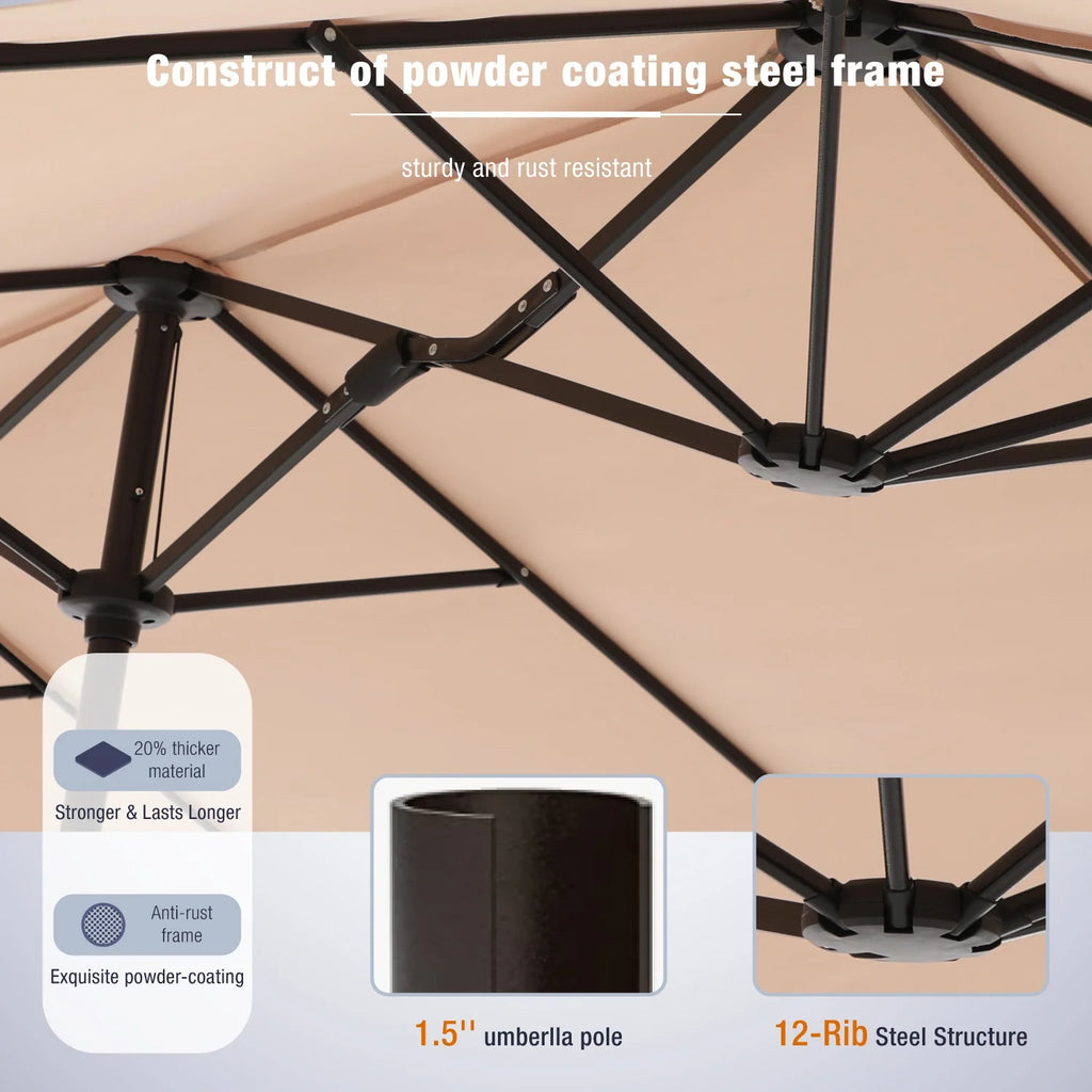 13 ft Double Sided Beige Patio Umbrella G710073