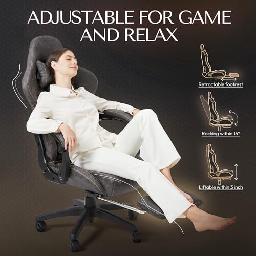 Black Big and Tall Ergonomic Gaming Chair with Footrest and Massage Lumbar Support L23064