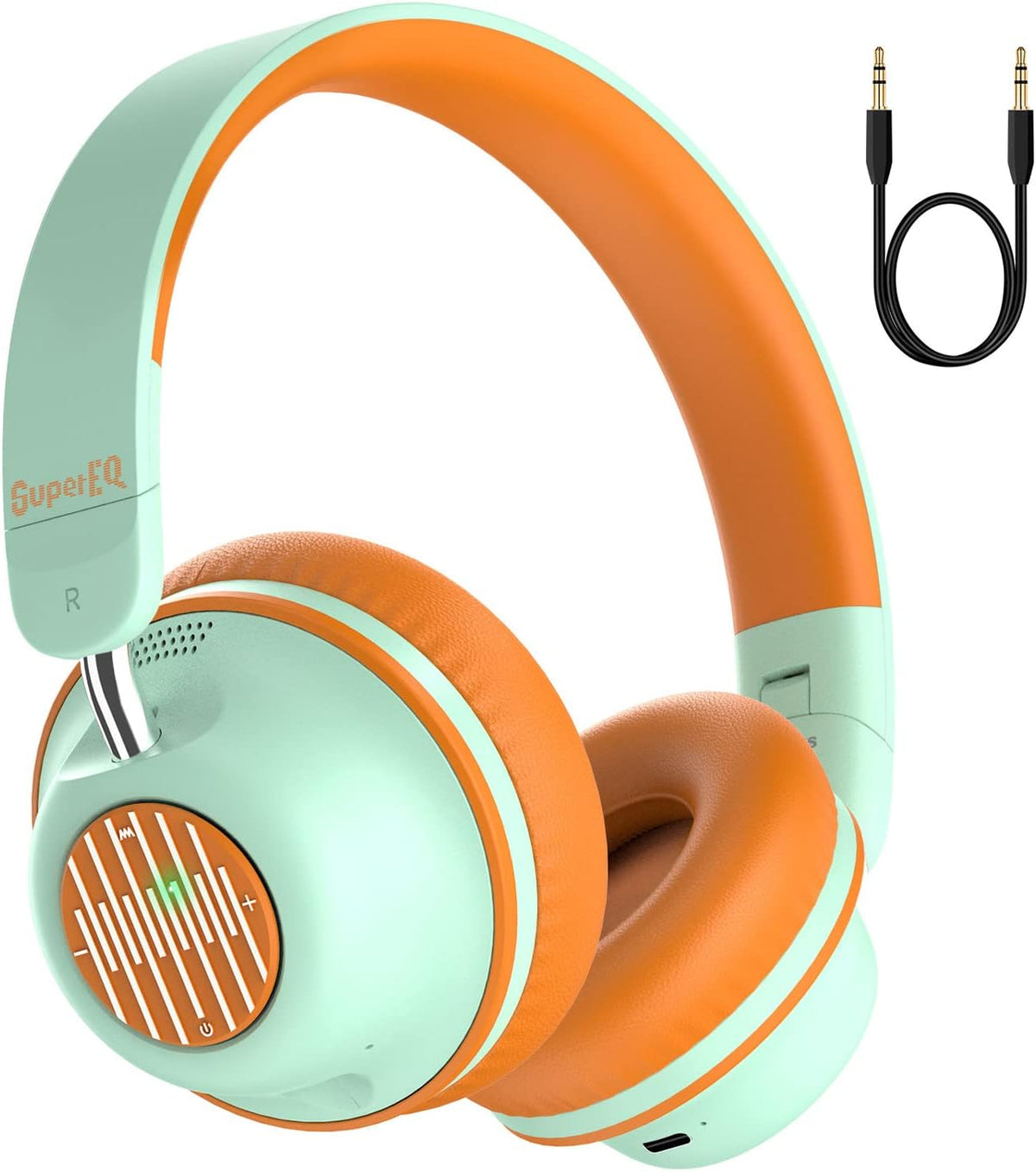 Orange Green Bluetooth Active Noise Cancelling Headphones D8378