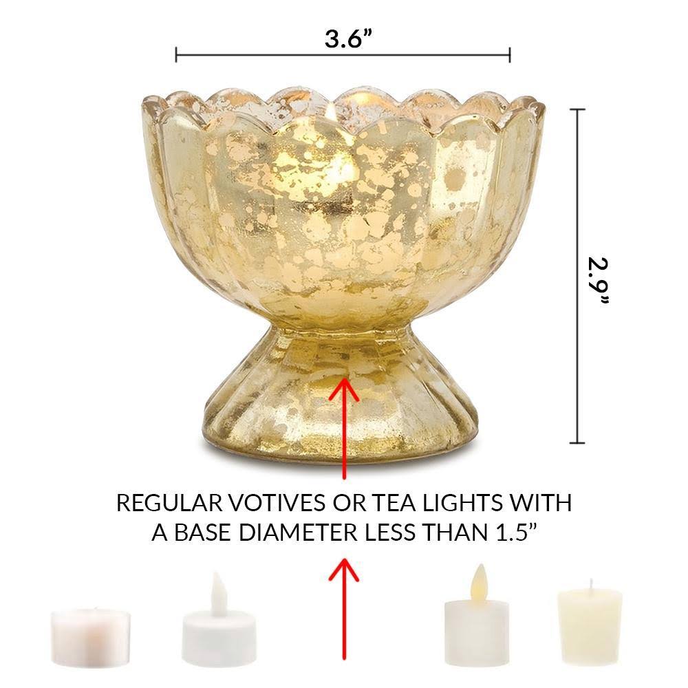6 Pack Vintage Mercury Glass Candle Holders K218732