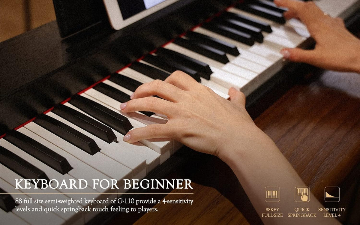 88-Key Semi-Weighted Digital Piano Keyboard with Sustain Pedal S213614