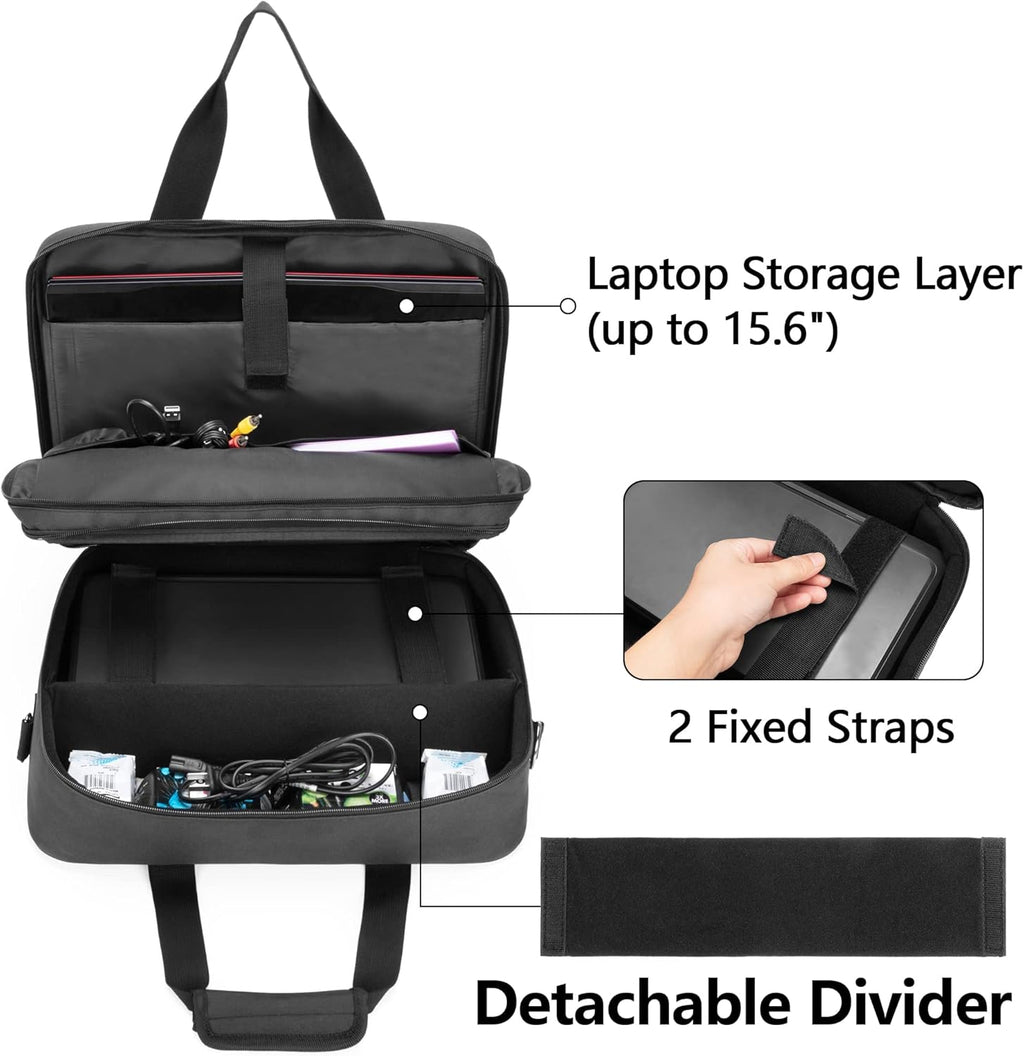 Double-layer Portable Printer Storage Bag with Laptop Layer and Shoulder Strap V17109
