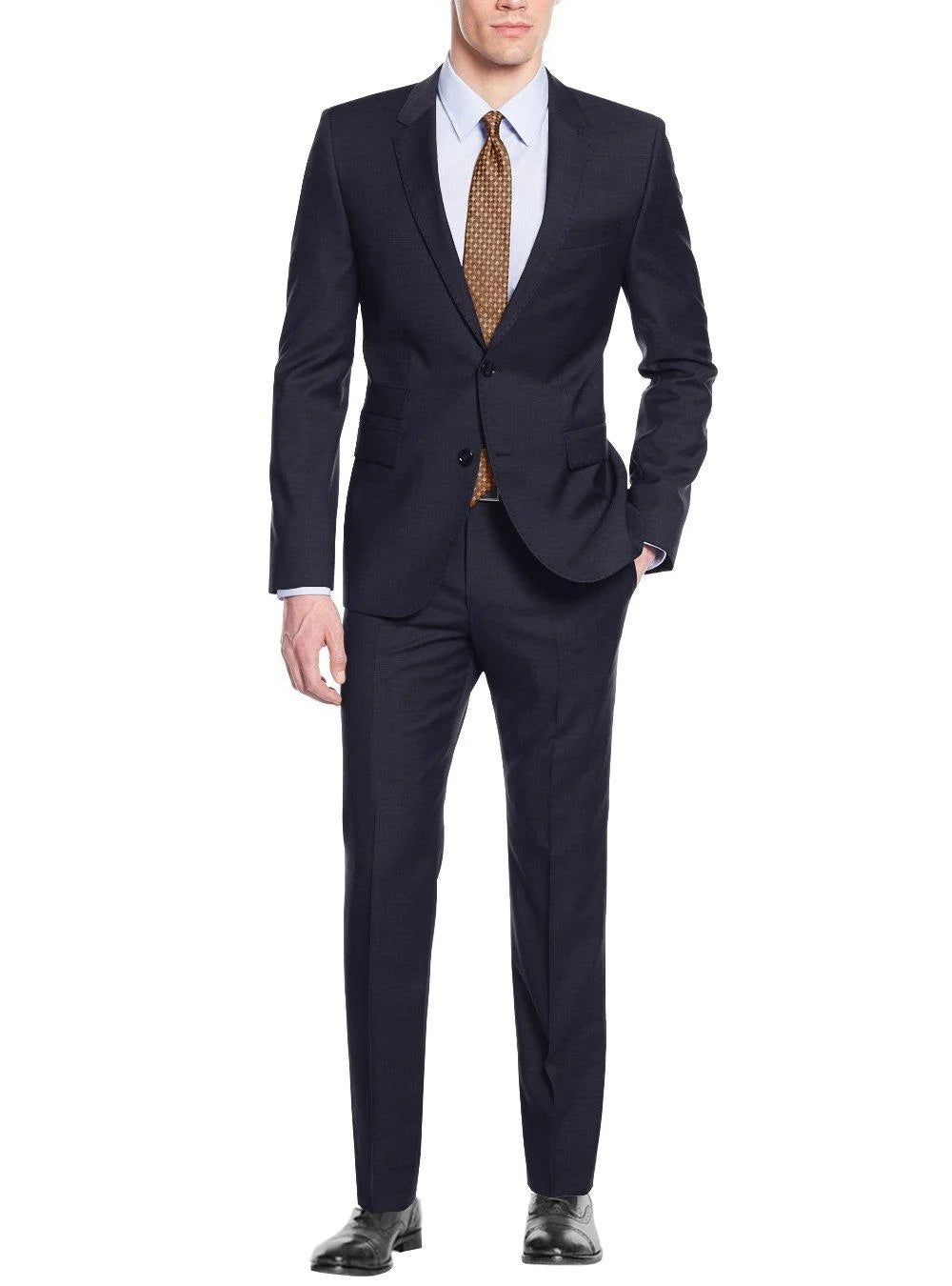 Navy Men's Two Button 2 Piece Suit Jacket Q575986
