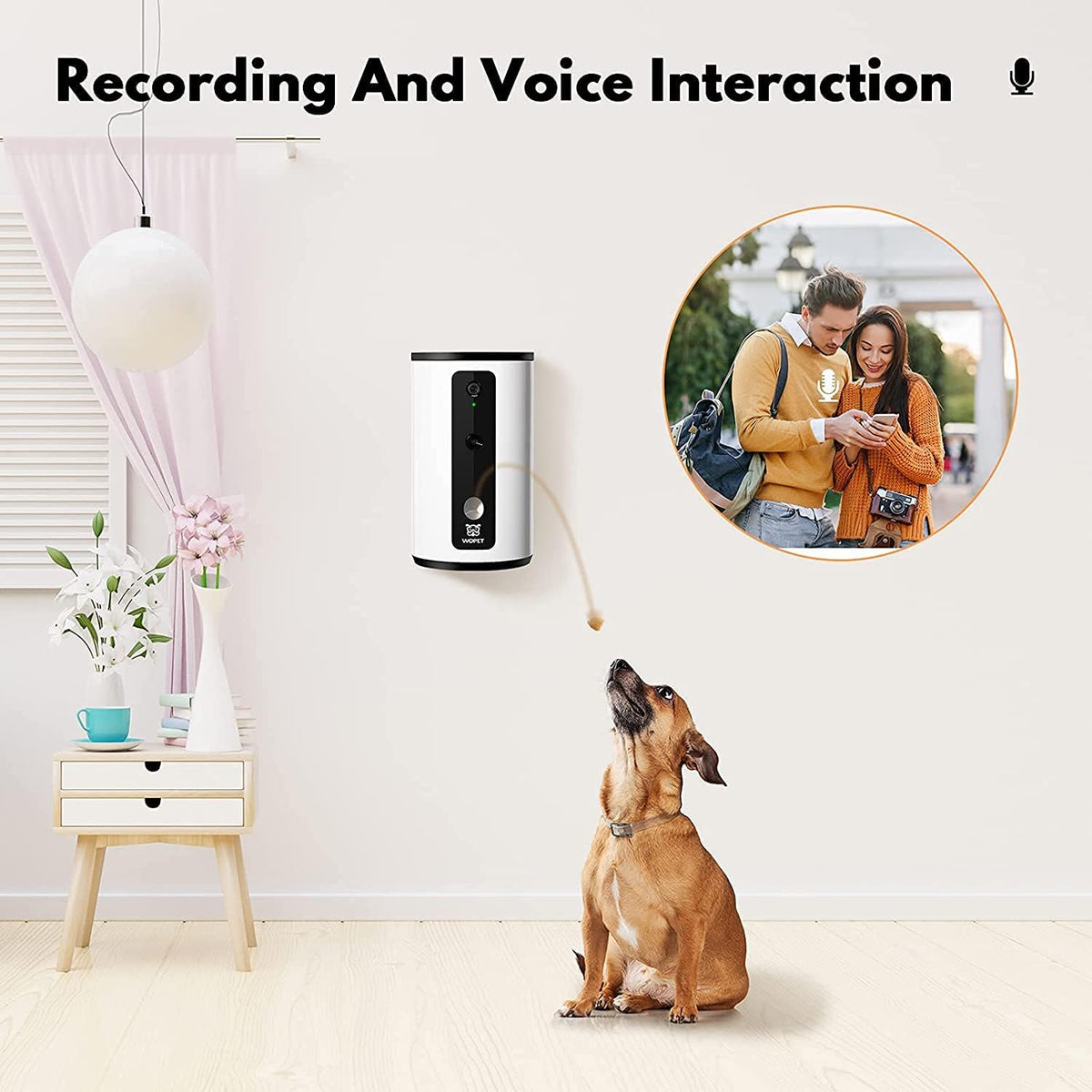 Smart Pet Camera Dog Treat Dispenser with Night Vision Two Way Audio W95975