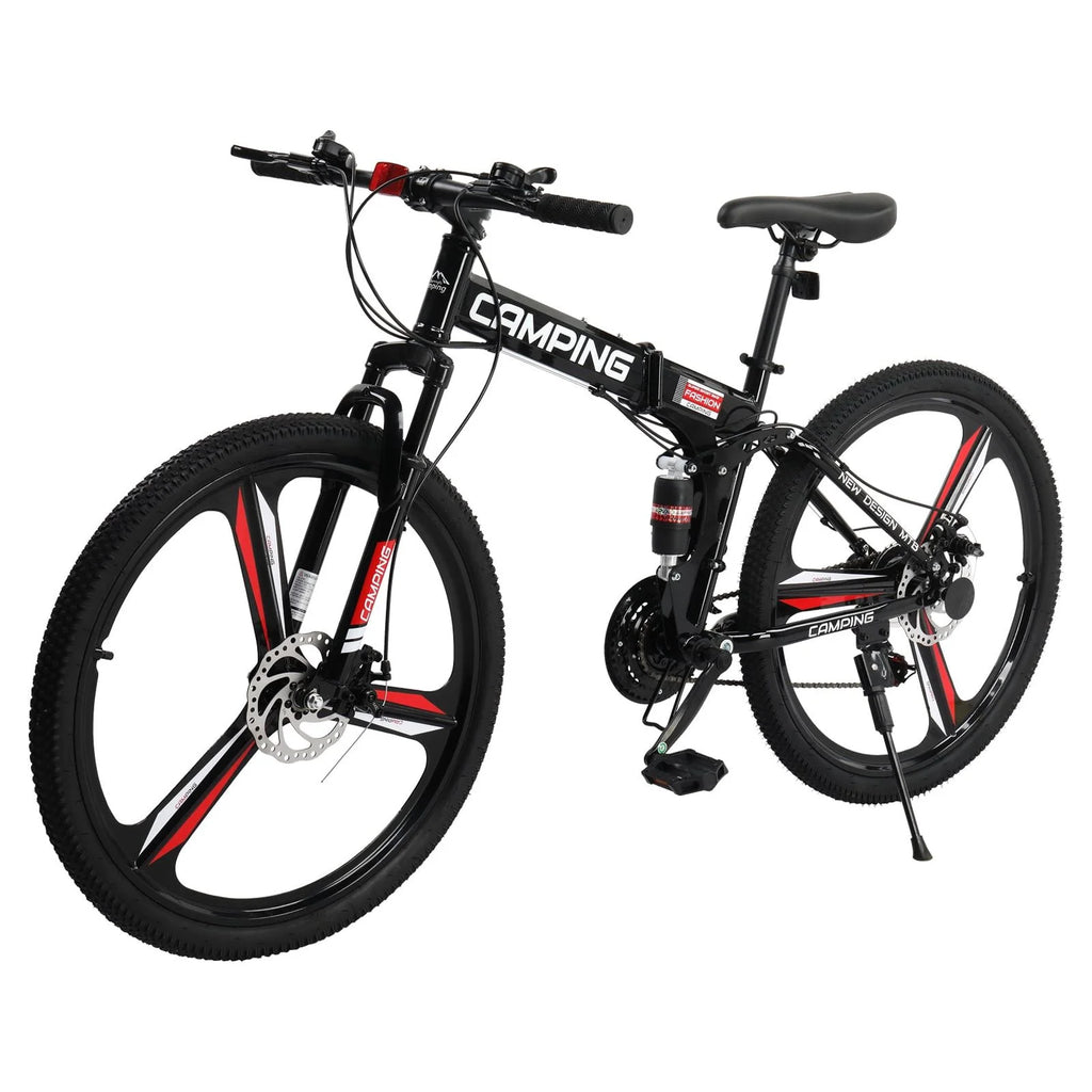 26 inch 21 Speeds Folding Mountain Bike High Carbon Steel Red U269