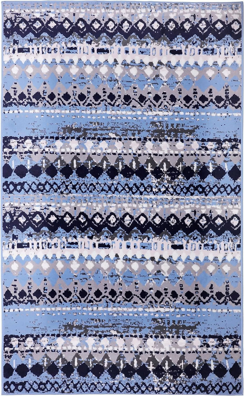 Light Blue Geometric Pattern Rug D500