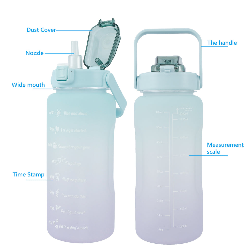 Gradient Color Water Bottle with Time Marker C38682