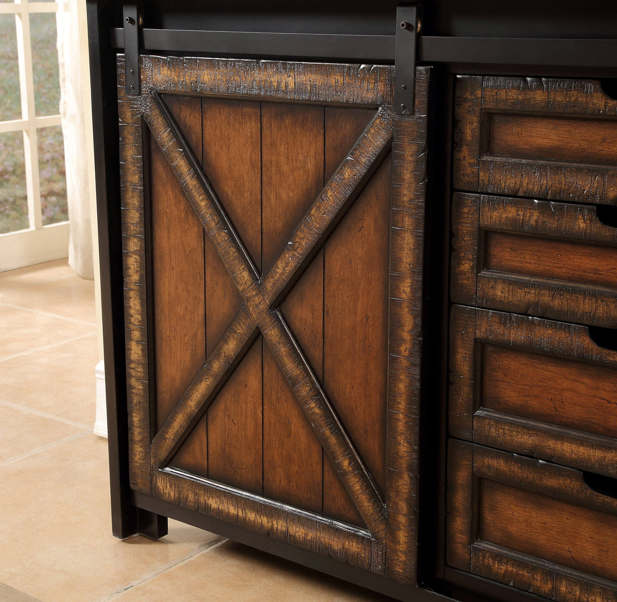 Four Drawer One Sliding Door Media Cabinet F2345