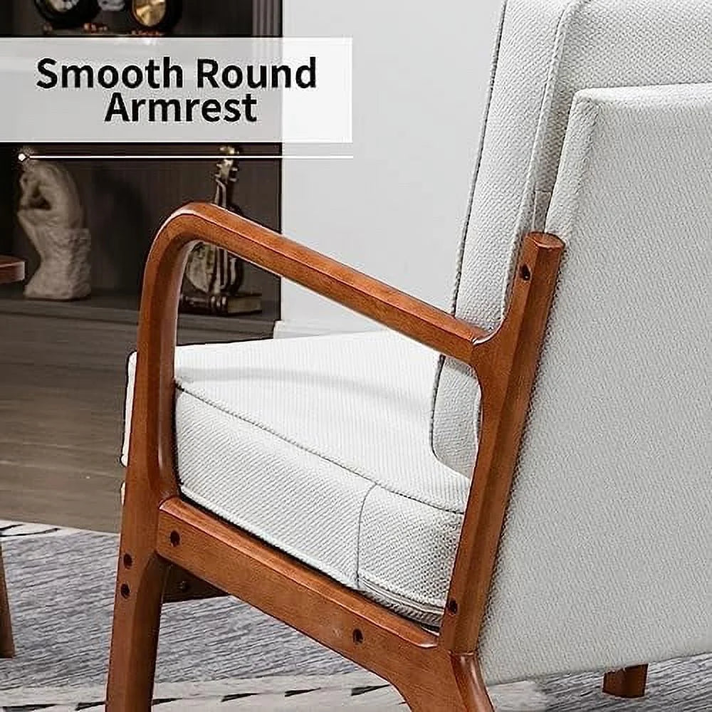 Black Linen Fabric Accent Armchair Set of 2 with Wooden Frame O9571