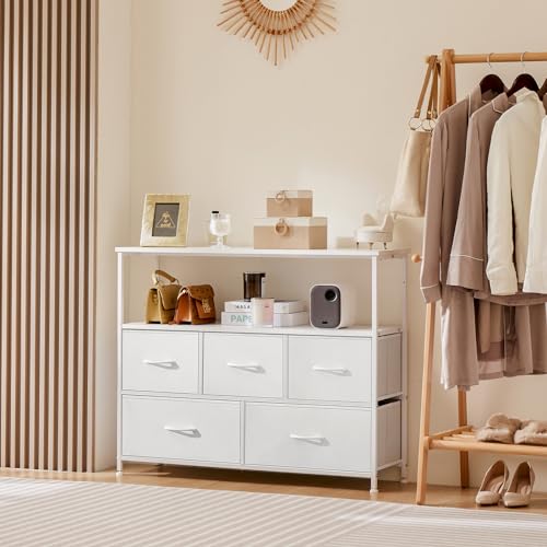 5 Fabric Drawer Dresser TV Stand with Open Shelf S1699