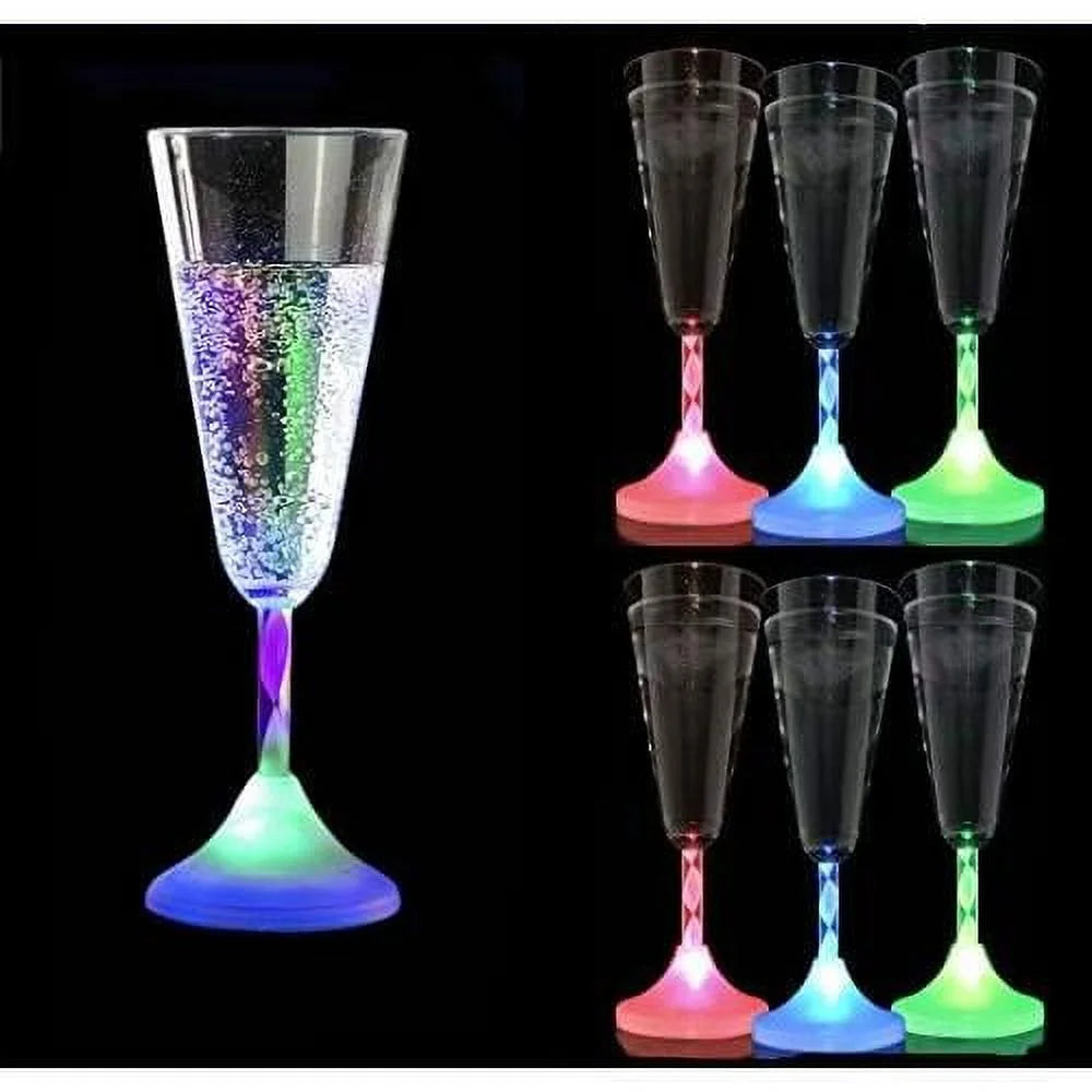6 Oz LED Light Up Champagne Flutes Set Of 6 W3092