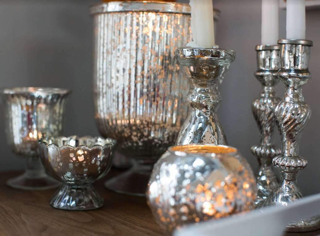 6 Pack Vintage Mercury Glass Candle Holders K218732