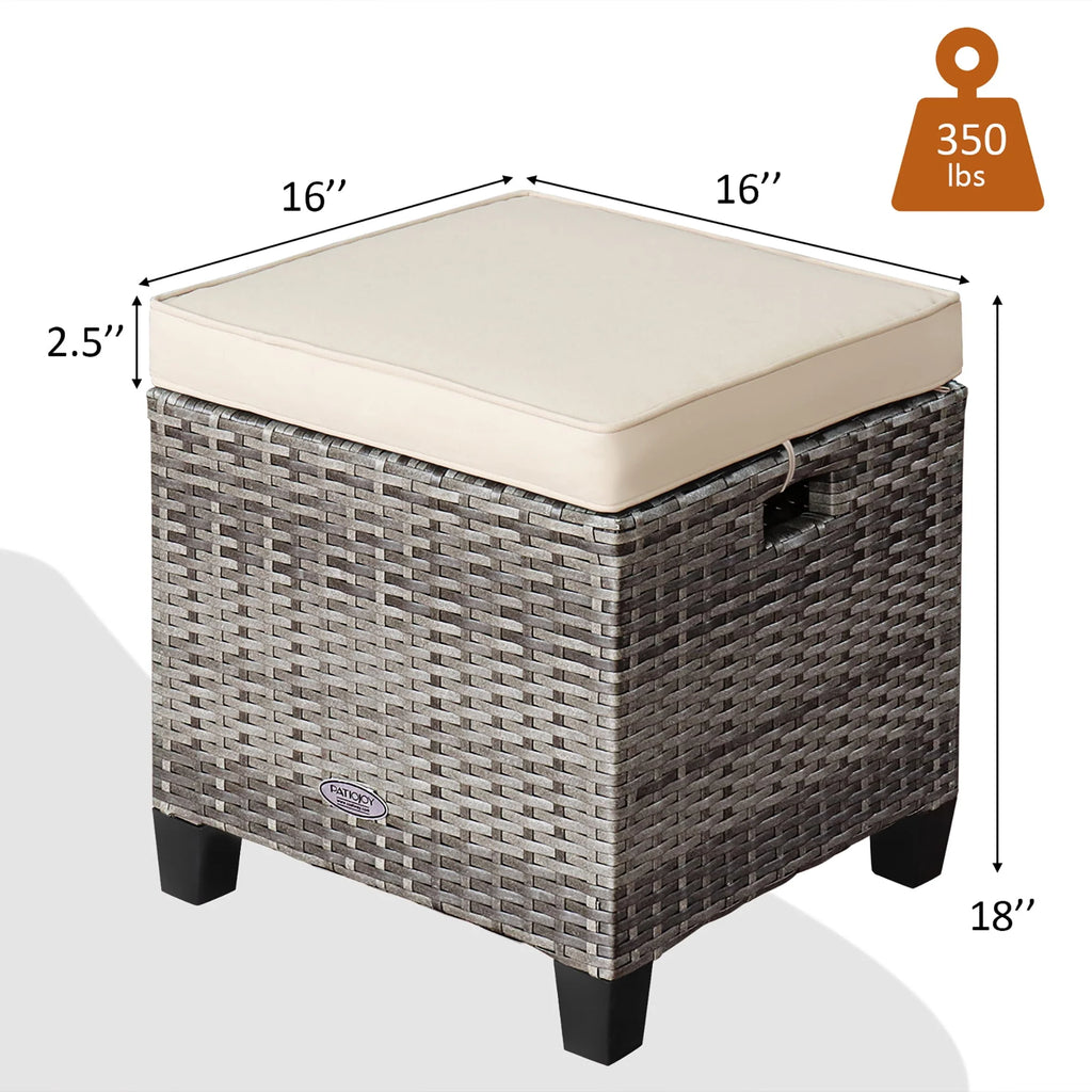 Turquoise Rattan Cushioned Ottoman K7948