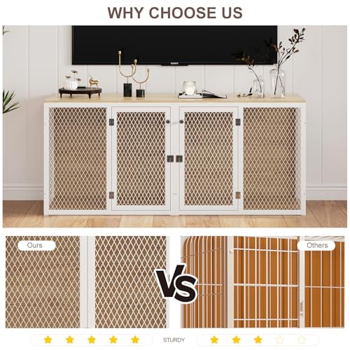 Double Dog Kennel Furniture with Divider and Double Doors V227502