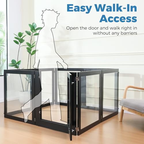 White 6 Panel Acrylic Dog Playpen with Door Z739