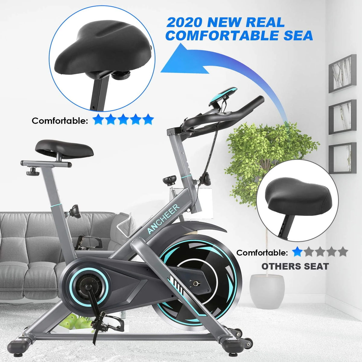 Indoor Exercise Bike with LCD Monitor and 330 lbs Weight Capacity R149