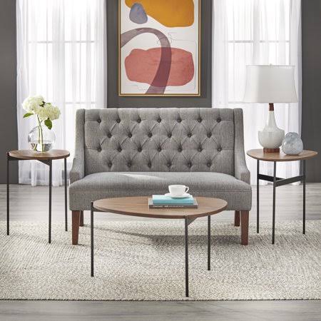 3 Piece Walnut and Black Accent Table Set P9081