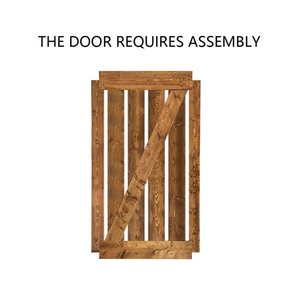 24 in. x 84 in. Weather Gray Stained Solid Knotty Pine Wood Interior Sliding Barn Door with Sliding Hardware Kit X166