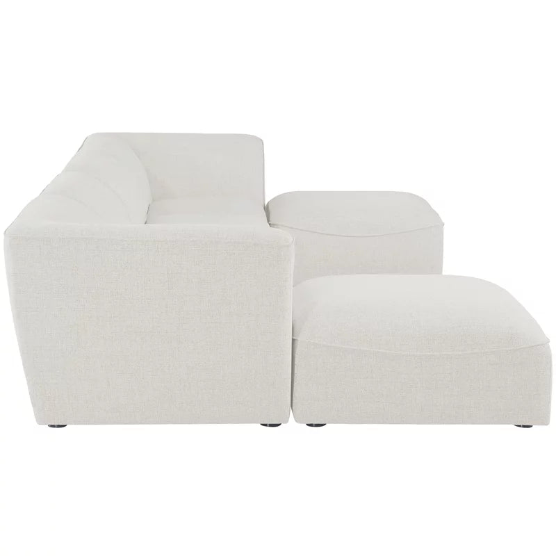 Cream Linen Textured Modular Sectional E996793