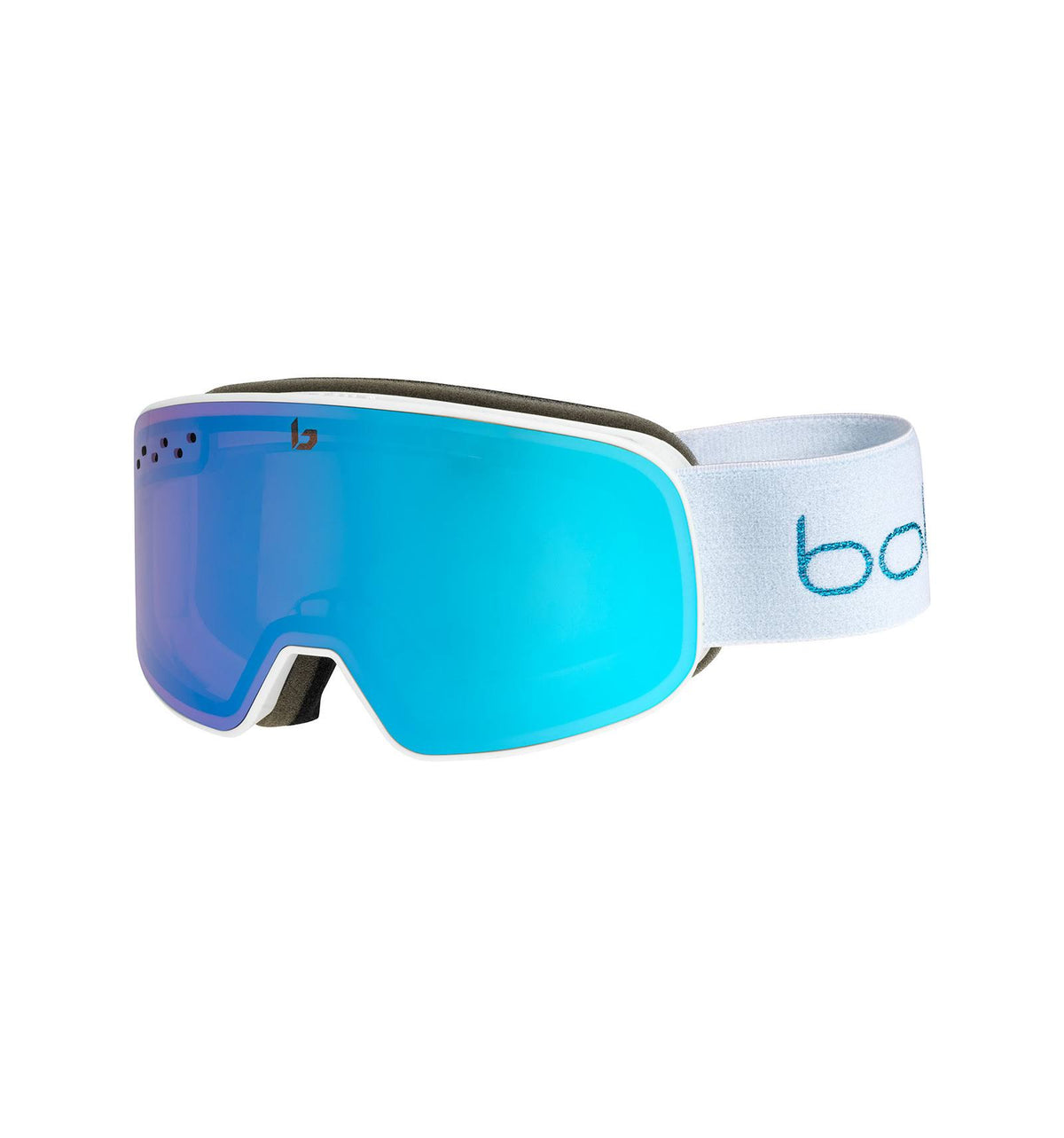 White Metallic Blue Matte Ski Goggles L880