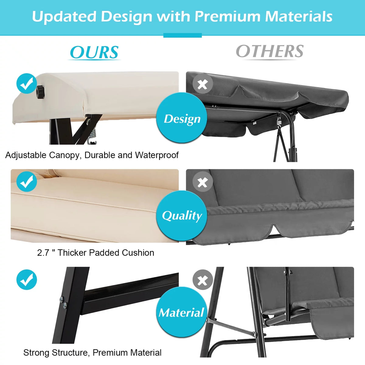 Beige Steel Outdoor Patio Swing Chair R731311