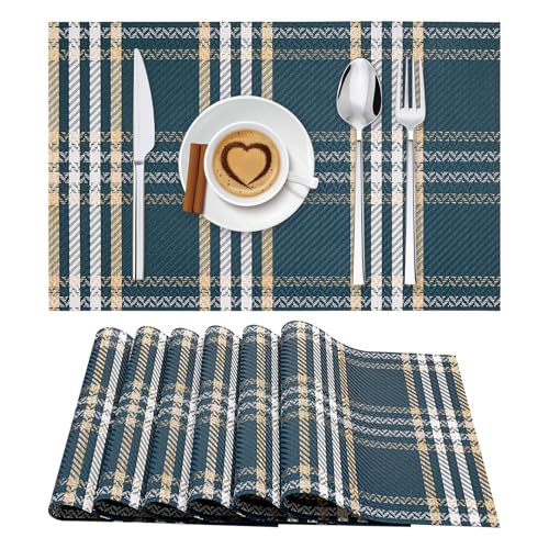 Gold Placemats Set of 6 Rectangle Vinyl Table Mats U3946