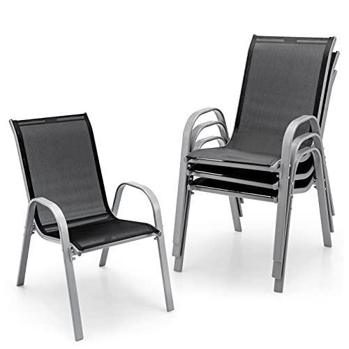 Set of 4 Stackable Metal Patio Chairs T185