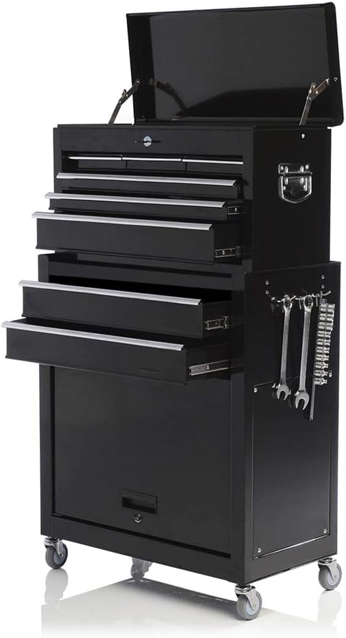 8 Drawer Rolling Tool Chest Tool Storage Cabinet with Lockable Drawer E564036