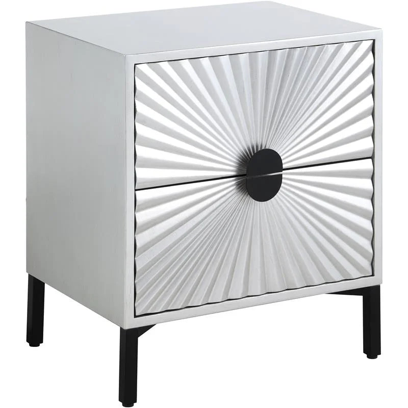Antique Silver and Matte Black Side Table Set of 2 Y9679