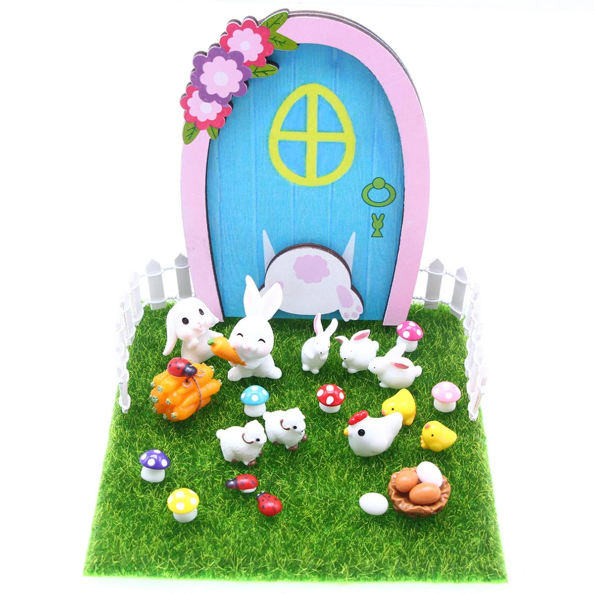 Easter Decoration Rabbit, Sheep, Chick, Eggs, Fence, Door and Lawn Fairy Figurines D671039
