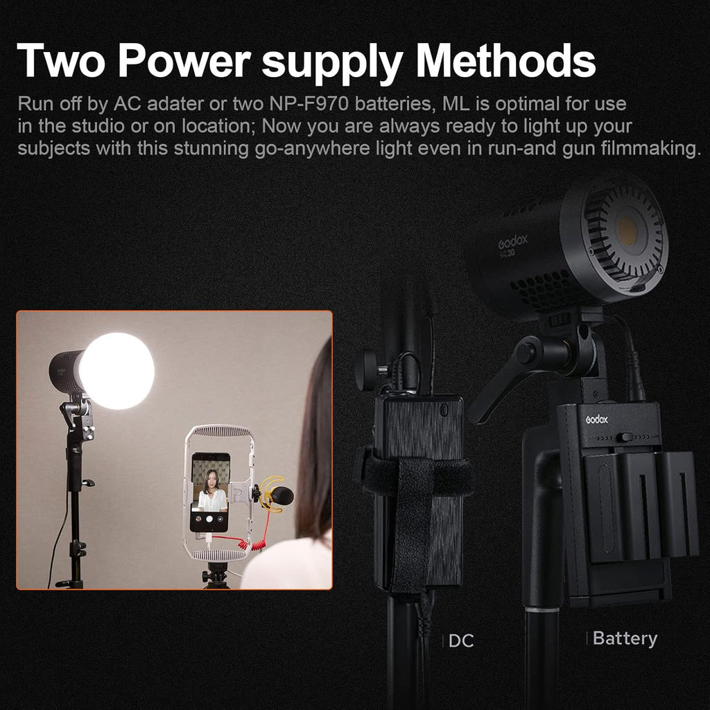 ML30 LED Video Light 5600K CRI96+ TLCI 97+ G2375