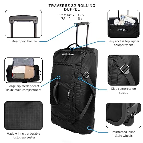Dark Loden Ripstop Polyester Rolling Duffel Bag 78L D76733