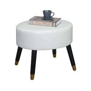 White Faux Leather Ottoman Stool X862