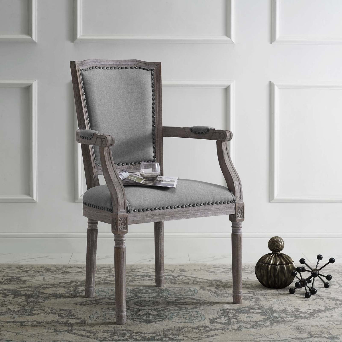 Light Grey Fabric Wood Armchair S77294