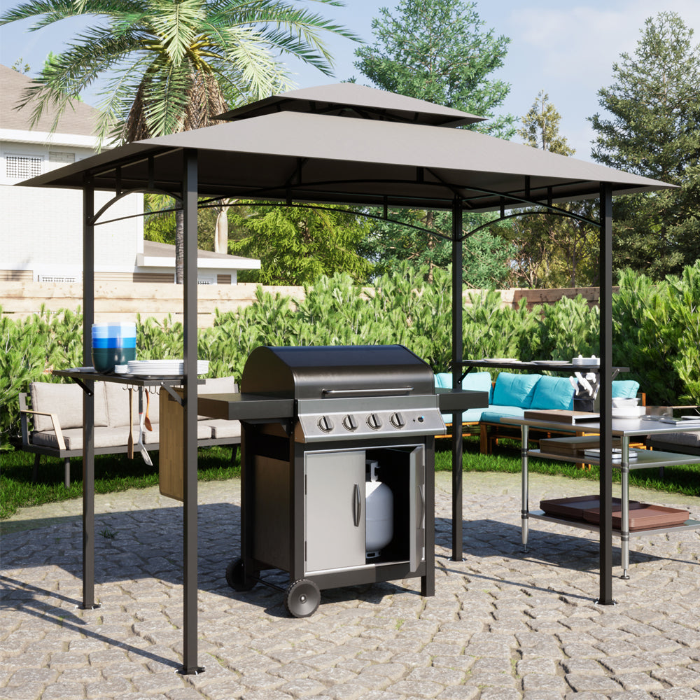 Patio BBQ Grill Gazebo Canopy with 2 Tier, Flame Retardant Cover Y854
