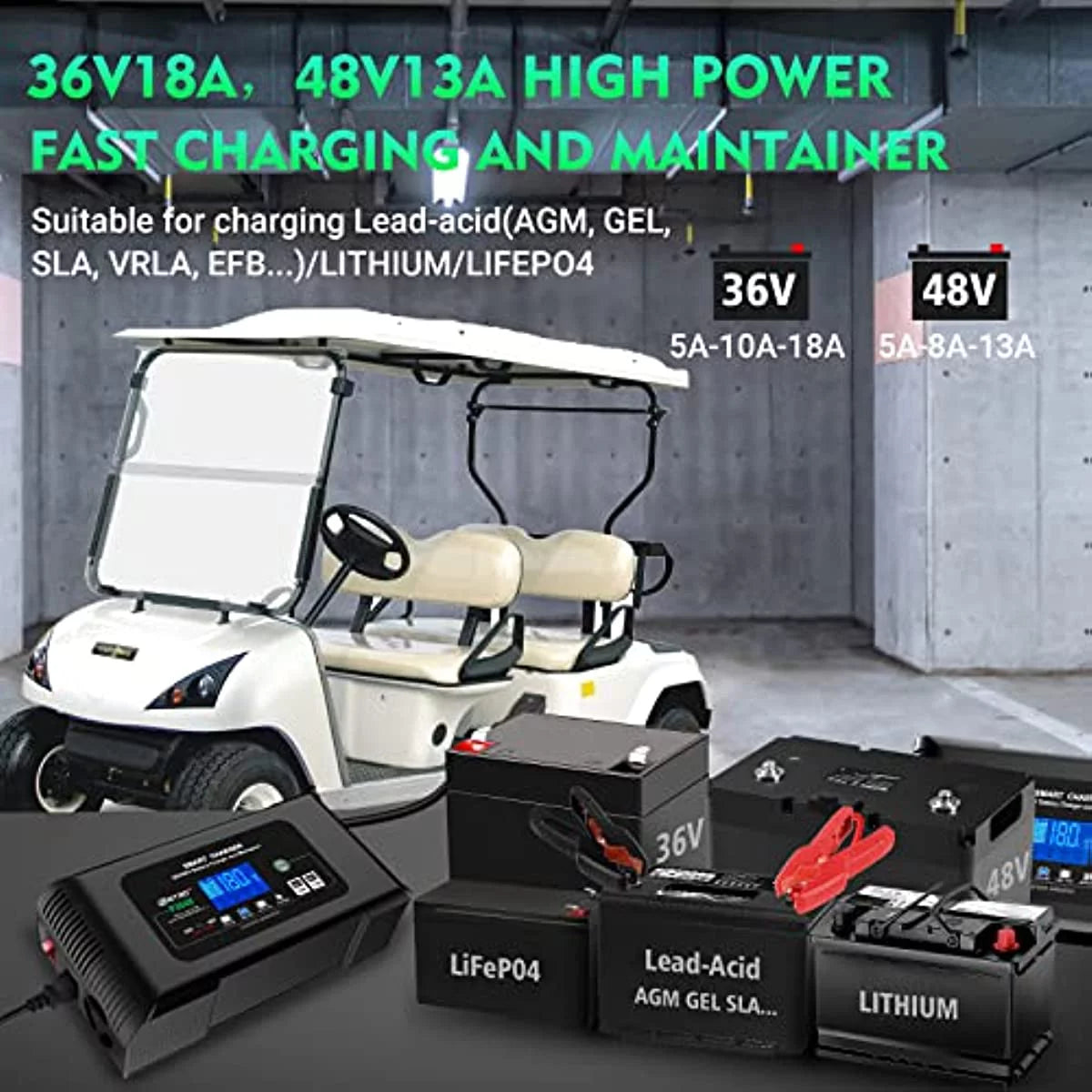 36V 18-Amp and 48V 13-Amp Golf Cart Battery Charger L75380