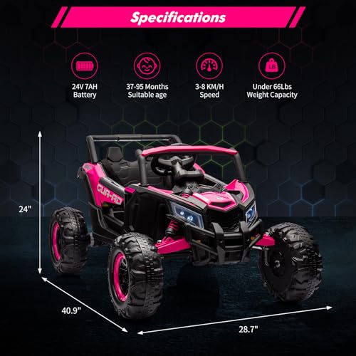 24V Battery Powered Electric UTV Car with Remote Control, Spring Suspension, 200W Motor, Metal Frame, LED Lights C382