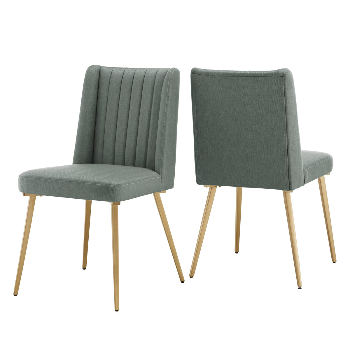 Gold Finished Metal Fabric Upholstered Dining Chairs Set of Two F769983