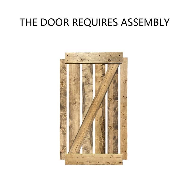 24 in. x 84 in. Weather Gray Stained Solid Knotty Pine Wood Interior Sliding Barn Door with Sliding Hardware Kit X166