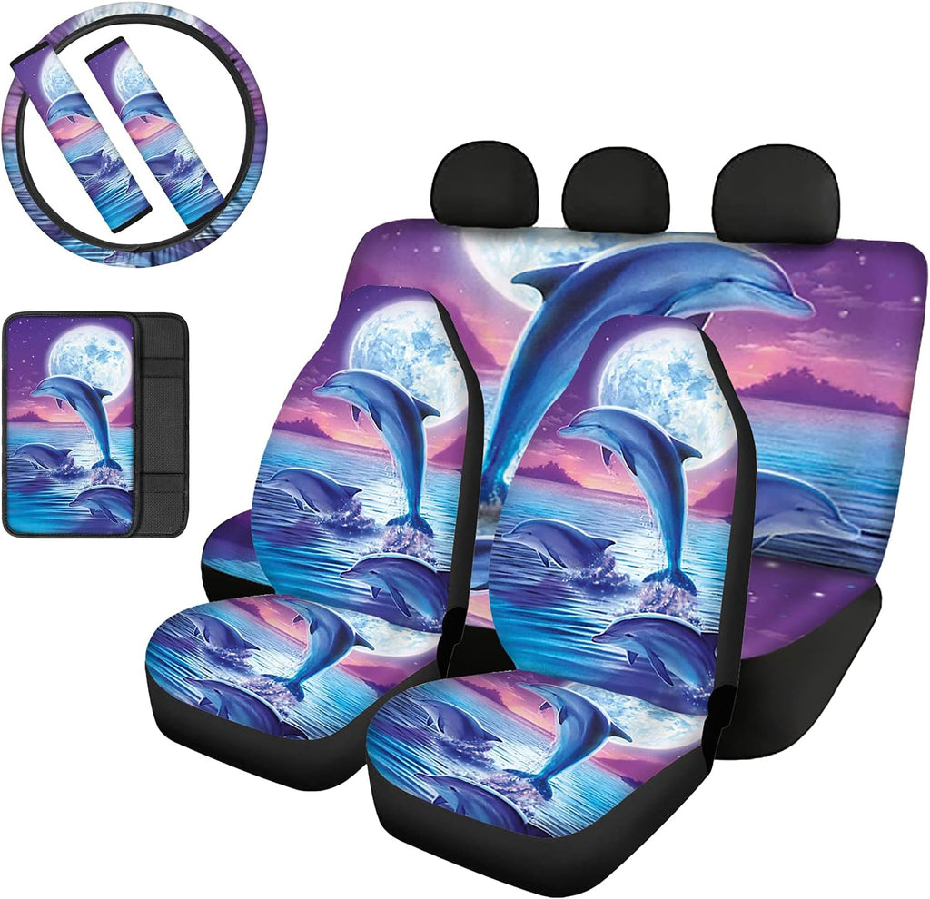 Red Lips Car Seat Covers Full Set with Steering Wheel Cover X323811