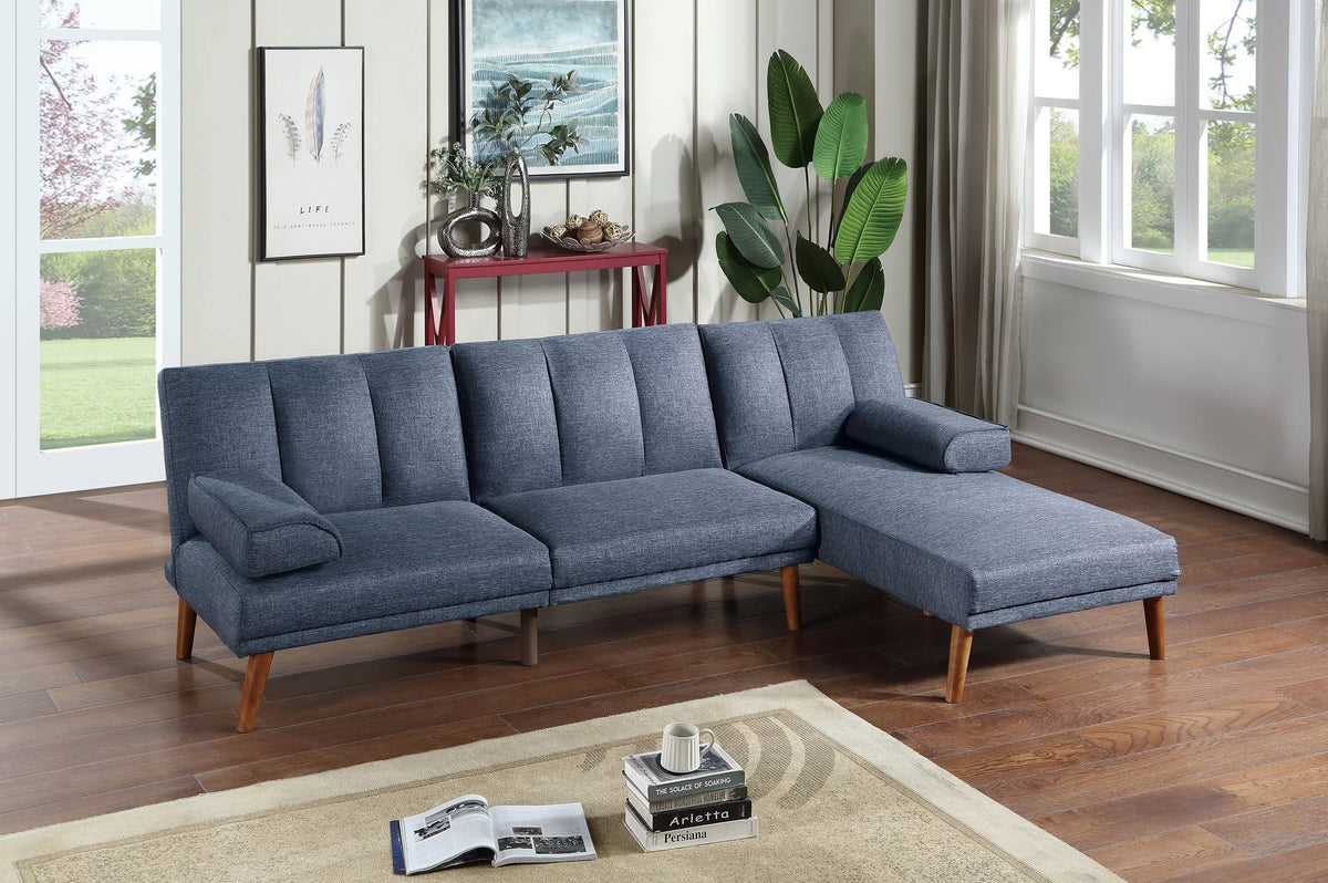 Navy Polyfiber Sectional Sofa with Chaise S55141
