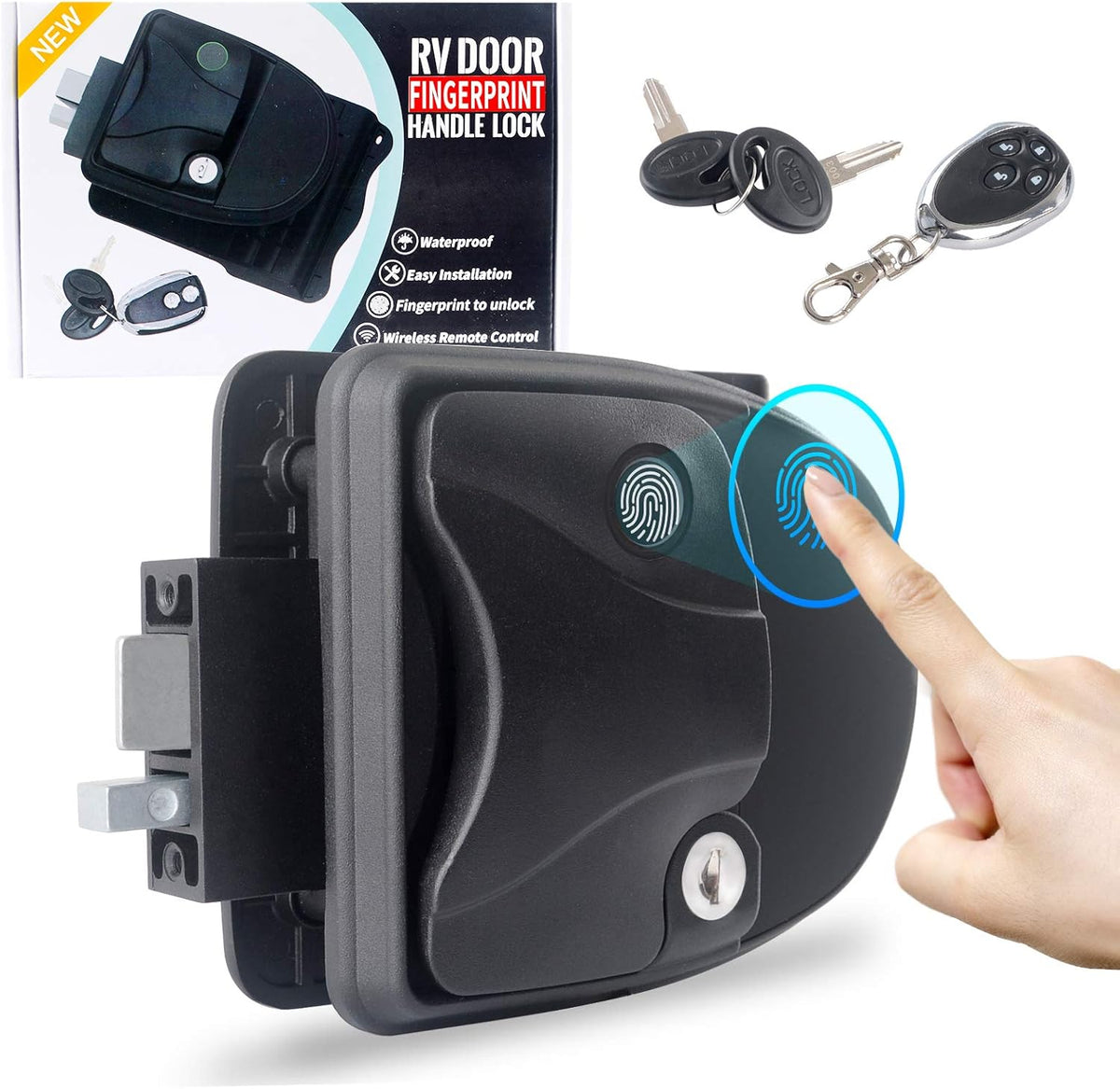 RV Door Lock with Fingerprint Unlock, Aluminum Alloy F937